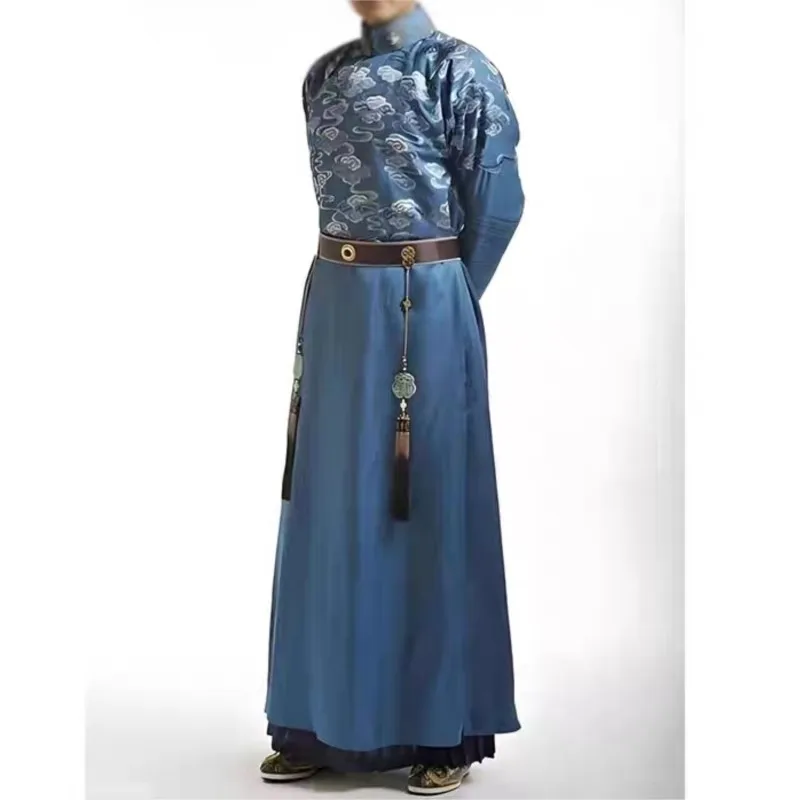 Film TV Dragon Robe Qing Dynasty Court gown man Emperor stage show theater costume Manchu Prince clothing imperial robe