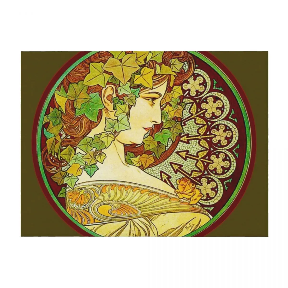 

HD Ivy (1901) by Mucha Throw Blanket Tourist Vintage Sofas Quilt Blankets
