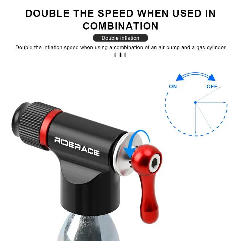 Pompka CO2 do roweru z adapterem Schrader/Presta, aluminiowa pompka do dętek rowerowych z izolowaną osłoną, mini, lekka, przenośna.