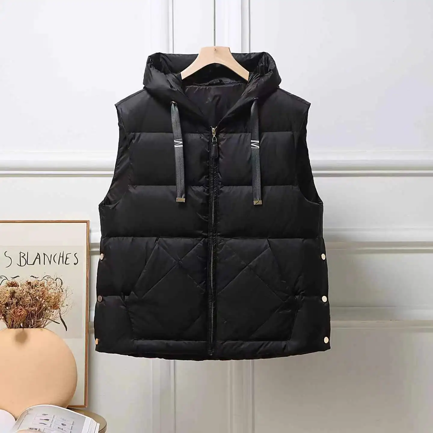 شتاء جديد المرأة أسفل سترة ort Sle Dstring خفيفة الوزن عادية الأبيض Du أسفل Jaet مقنعين سستة إغلاق اللون #4