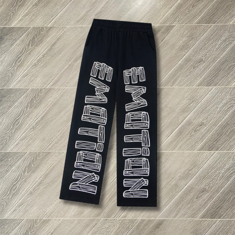 

MIXED EMOTION Casual Sport Pants Hip-hop Letter Printed Straight-leg American Youth Men's Women's Trousers Sweatpants