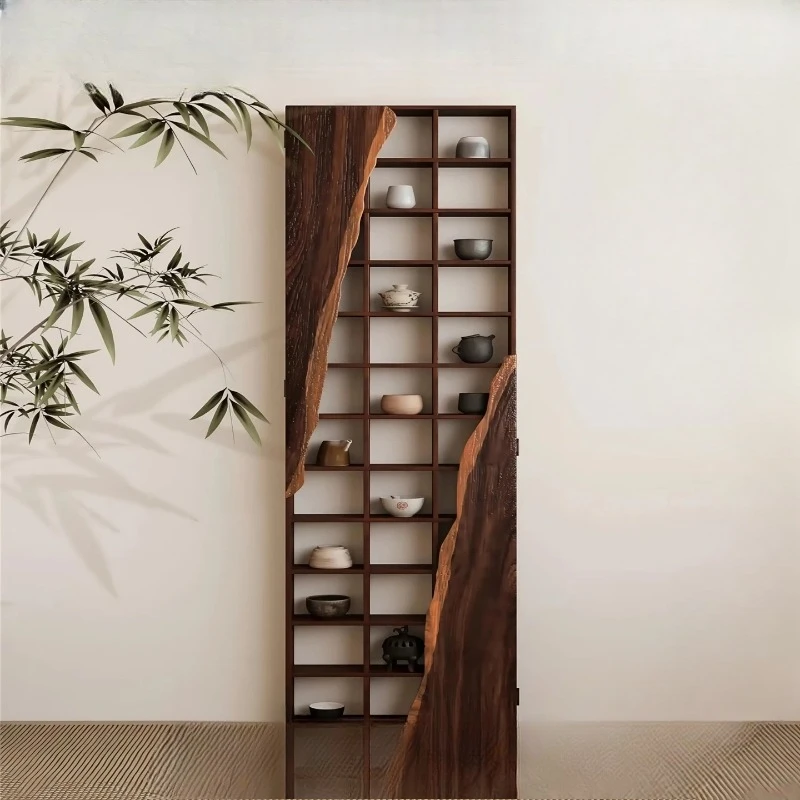 Wabi Sabi Bogu rack, solid wood tea set, tea cup holder.