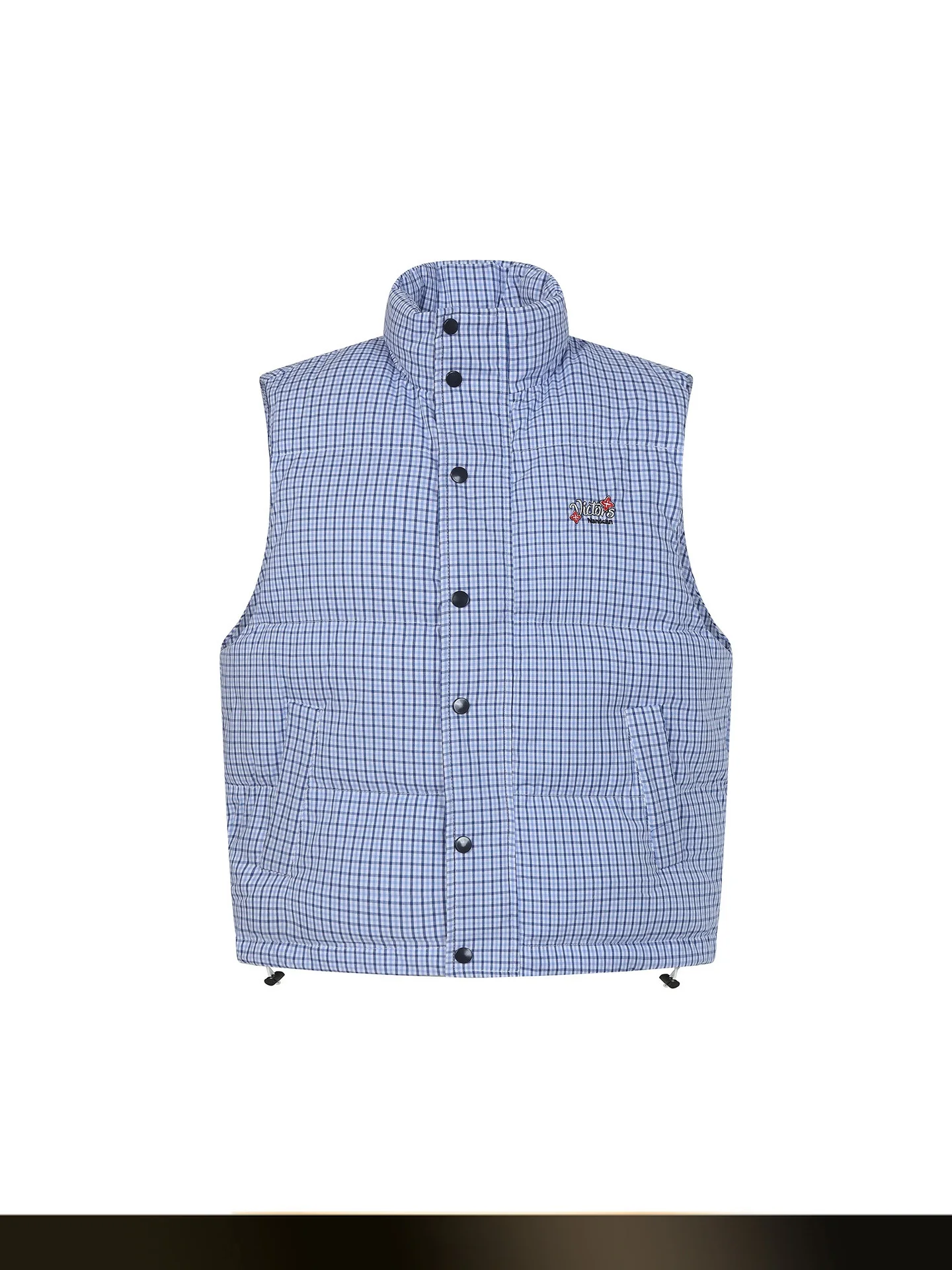 

Nted American Retro Contrast Color Plaid Embroidery Stand Collar Cotton Vest Winter Warm Couple ort Jaet Outerwear