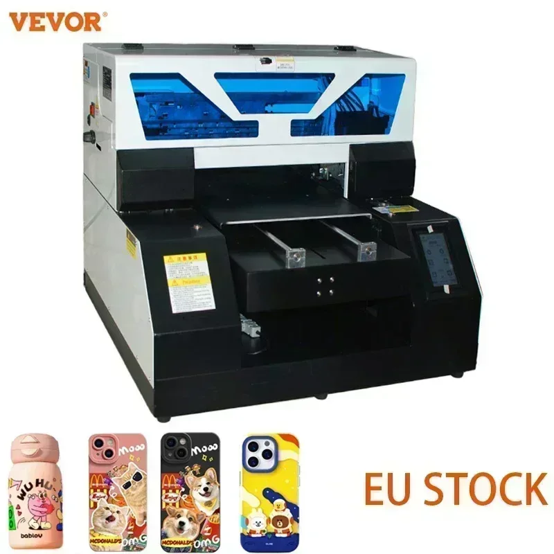 vevor uv impressora de etiquetas plana a3 impressao com rotativo para caixa do telefone metal vidro e madeira garrafa a4 01