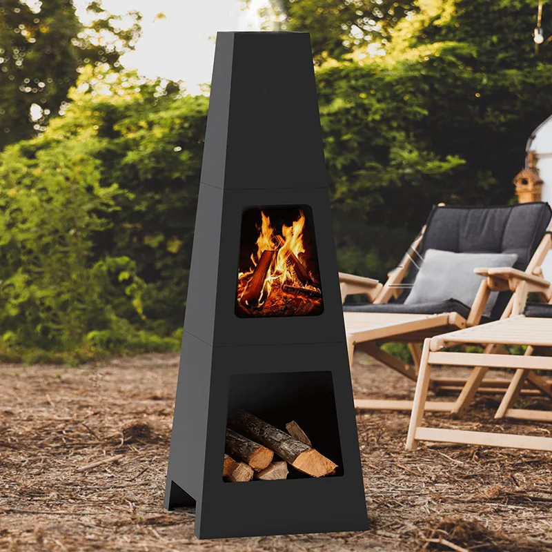 three-layer tower firewood heating furnace outdoor courtyard roasting furnace square heater fire pit vertical fire pit
