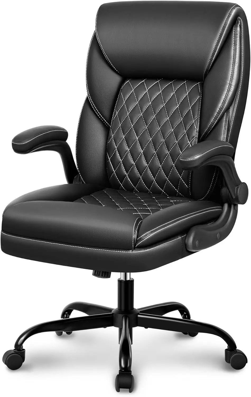

Office Chair, Executive Leather Chair Home Office Desk Chairs, Ergonomic Computer Desk Chair With Adjustable Flip-Up Arms,