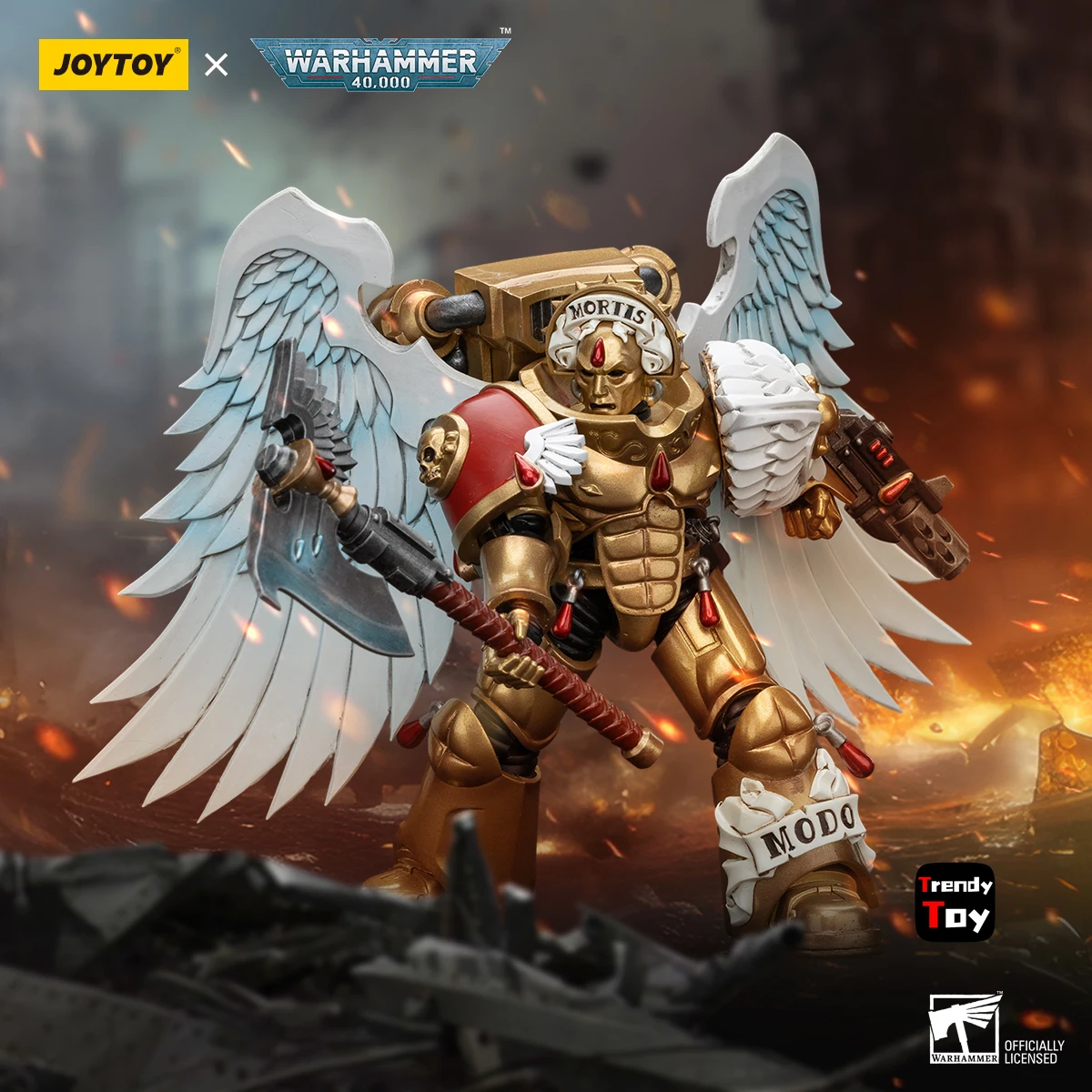

【Доставка в течение 24 часов】Фигурка JOYTOY Warhammer 40K Blood Angels Sanguinary Guard с топором Encarmine и пистолетом Inferno, масштаб 1/18