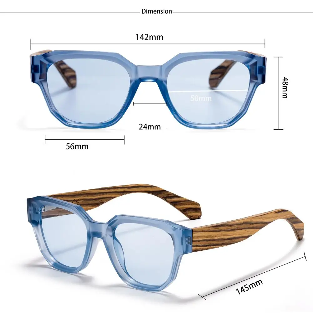 CATERSIDE Vintage Herren-Sonnenbrille mit quadratischem Rahmen, Holzbein-Design, Sonnenbrille für Damen, Outdoor-Reise- und Fahrbrille, UV400 – Detail 4