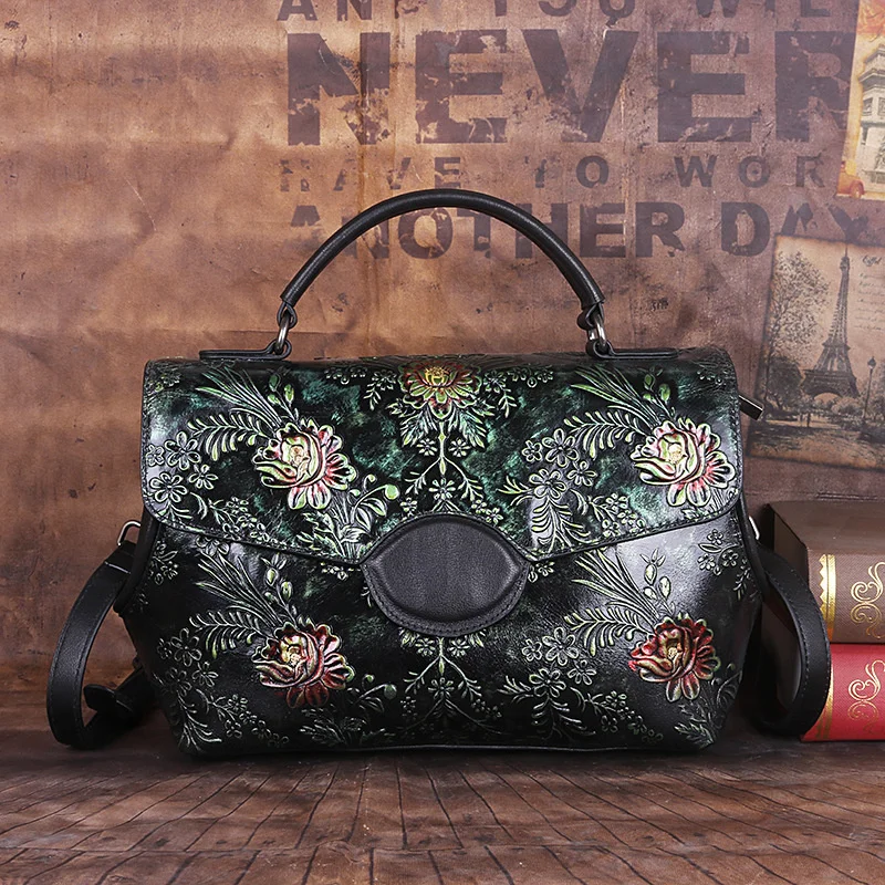 Imagem -04 - Bolsa de Ombro de Couro Genuíno Mortaora-vintage para Mulheres Bolsa de Couro Feita à Mão Estilo Chinês Nova 2024