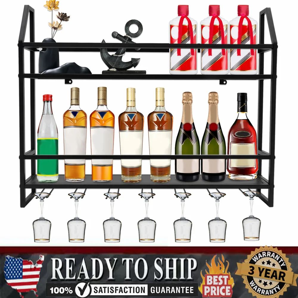 Wall Mounted Wine Glass Rack, garrafa titular, armazenamento prateleira, bar, novo