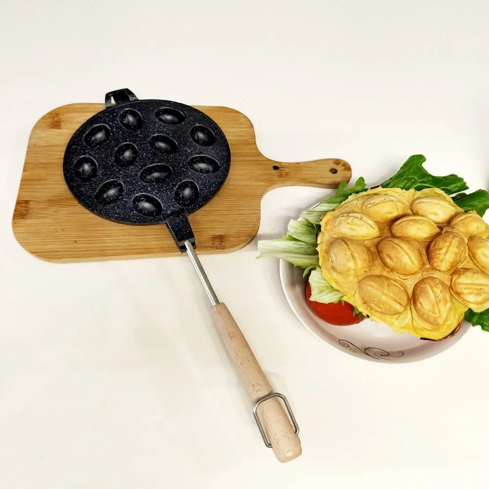 Molde para galletas de nuez con 7/12/16 agujeros, mango largo, doble cara, antiadherente, resistente al calor, para hacer galletas de nuez y tartaletas de huevo