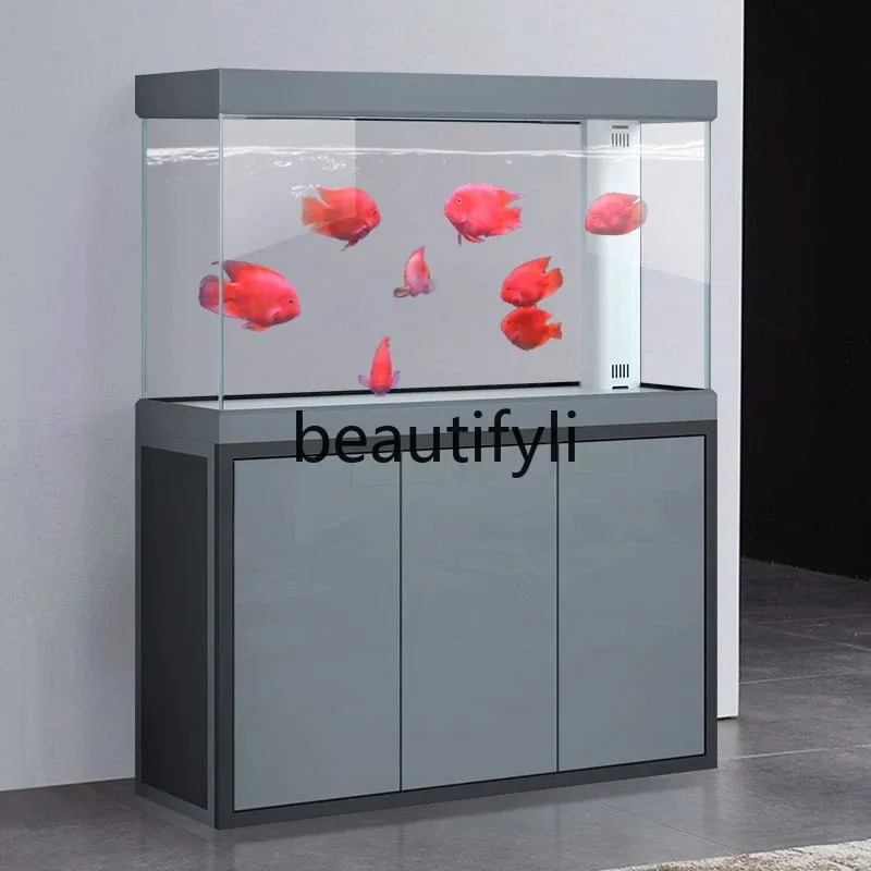 No water bottom filter, simple modern light luxury ultra-white fish tank  H