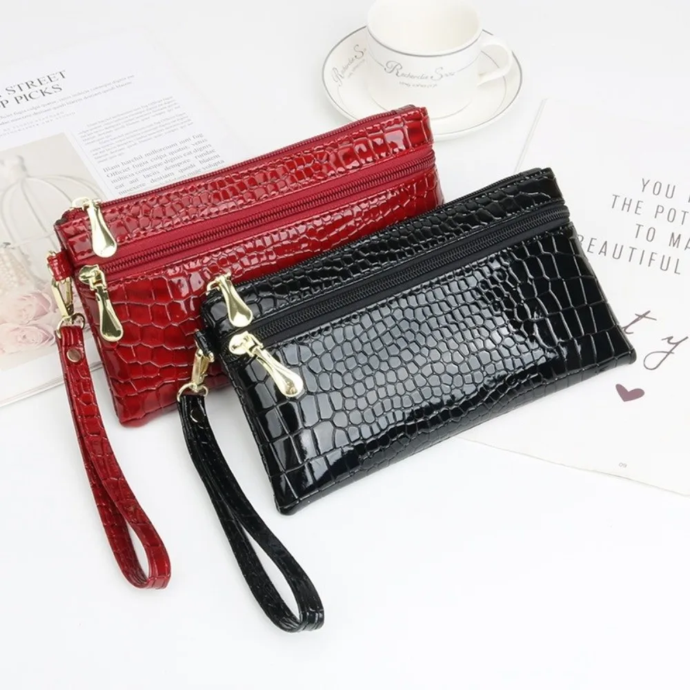 

Портативный женский кошелек из искусственной кожи с текстурой под камень, длинный, с двойной молнией, клатч, кошелек для монет