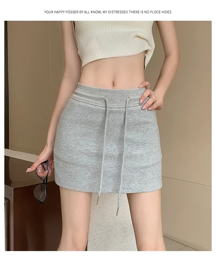 

Casual Skirts for Women 2023 New Bottoms High Waist Fashion Saia Drawstring Summer Bodycon Mini Skirt Korean Jupe Y2k Clothes