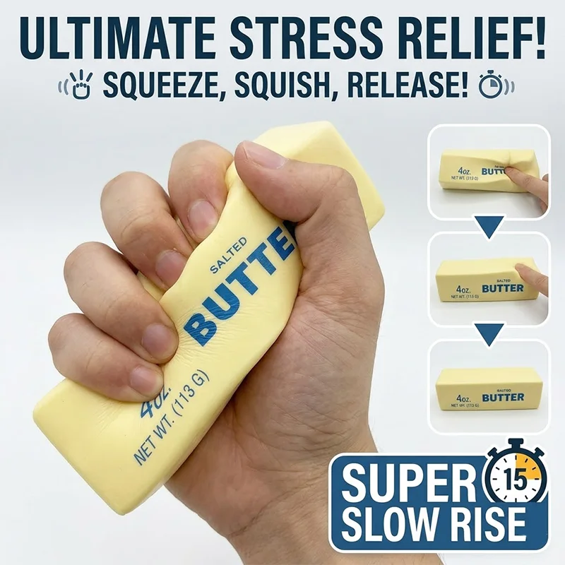 Butter Bread Realistic Slow Rising Squishy Squeeze Toy Stress Relief Decompression Food Model Kids Party Holiday Gift