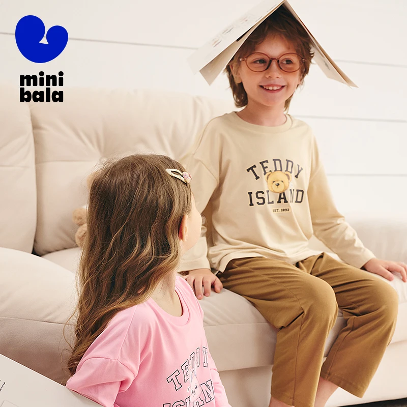 

Mini Balabala Kids Pajama Set 2025 Autumn Teddy Bear IP Collaboration Sleepwear