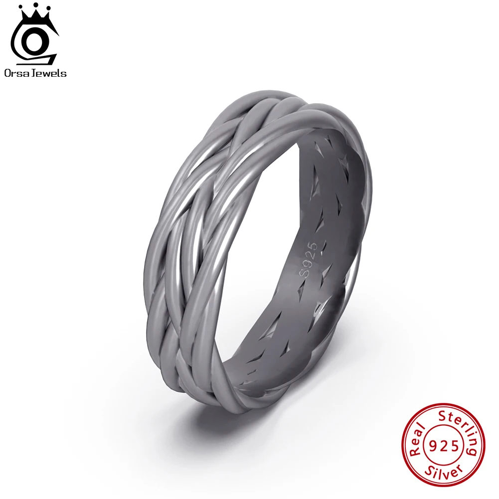 

ORSA JEWELS 925 Sterling Silver Simple Eternity Rings for Men Vintage 12mm Celtic Knot Rings Oxidized Silver Jewelry Gift NMR03