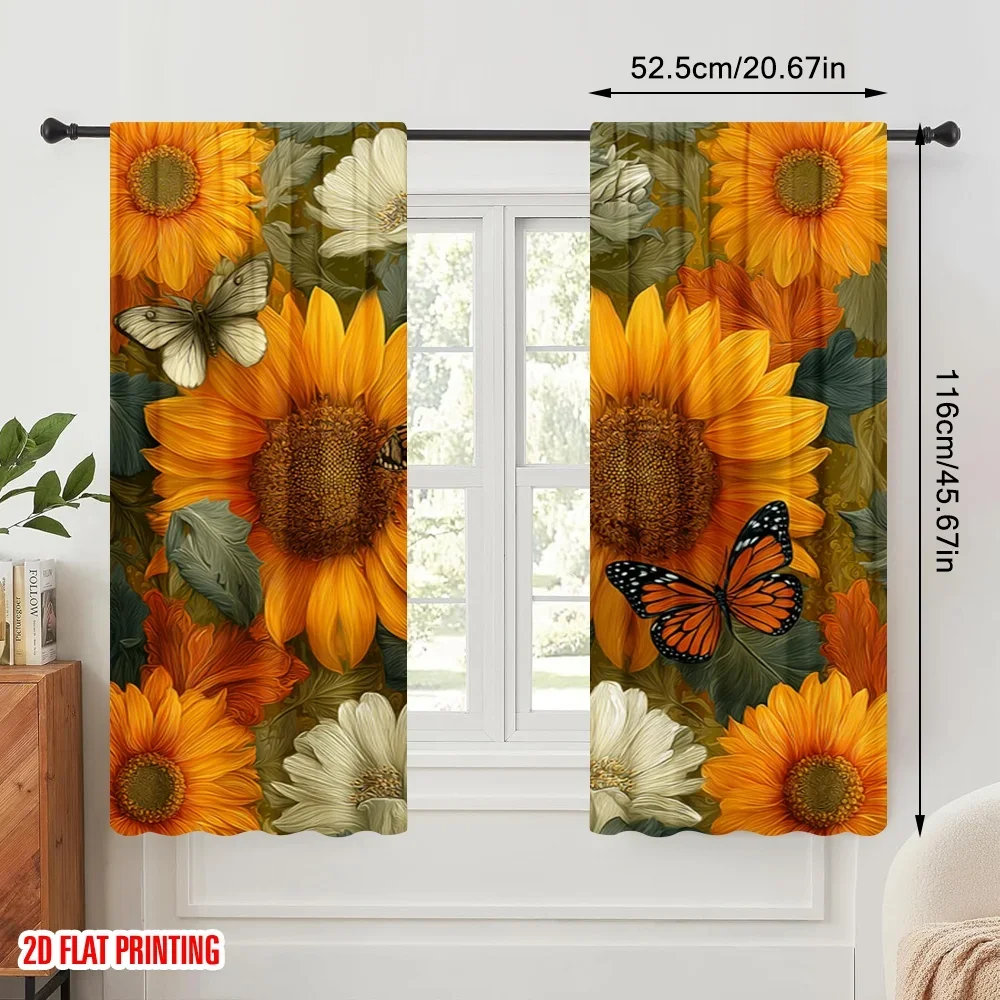 2pcs,2D plane printing Curtain Popular Blossom Symphony(1) Polyester Woven (without rod) Decorations Outdoor for Various Rooms,