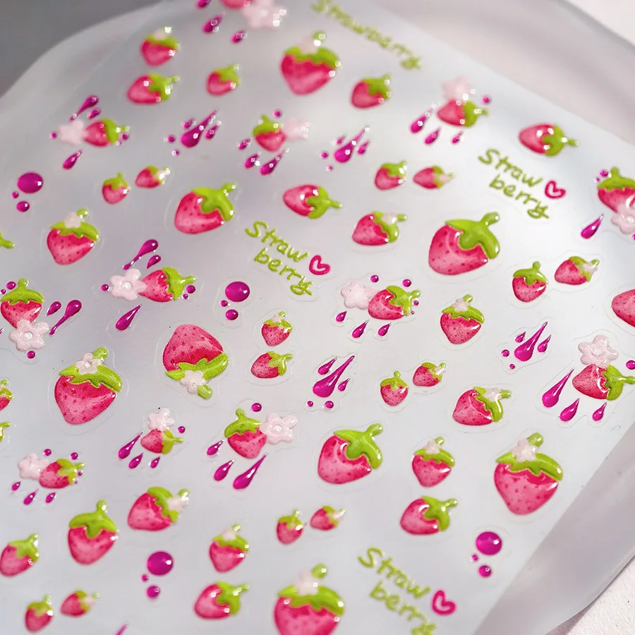 Autocollant pour Nail Art, gelée succulente, litchi juteux, coquille d'écrou de Litchi, caractères chinois, décoration auto-adhésive, décalcomanie de manucure