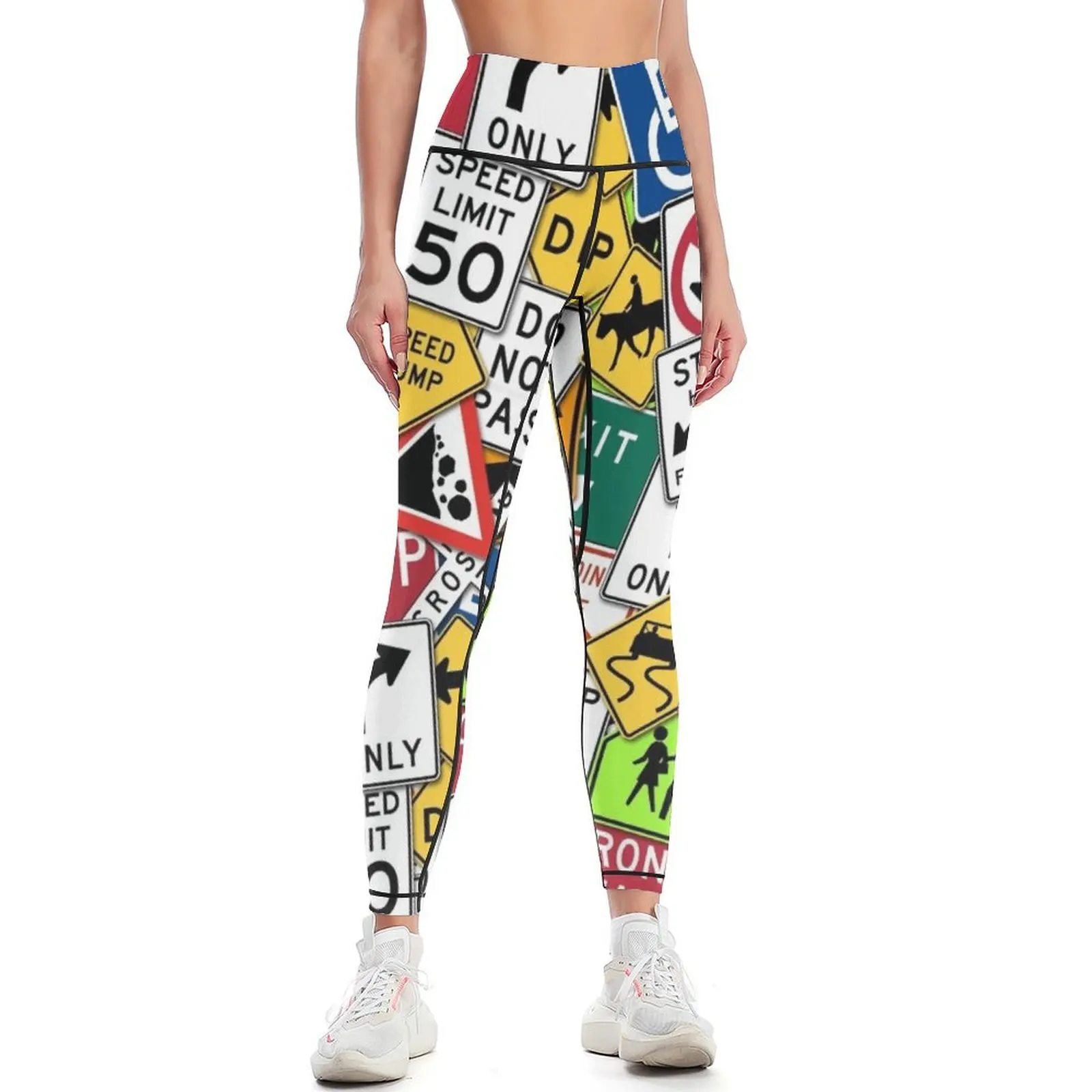 

Street Signs Collage Leggings sportswear for gym Golf wear Sports pants woman sportswear woman gym 2025 Womens Leggings