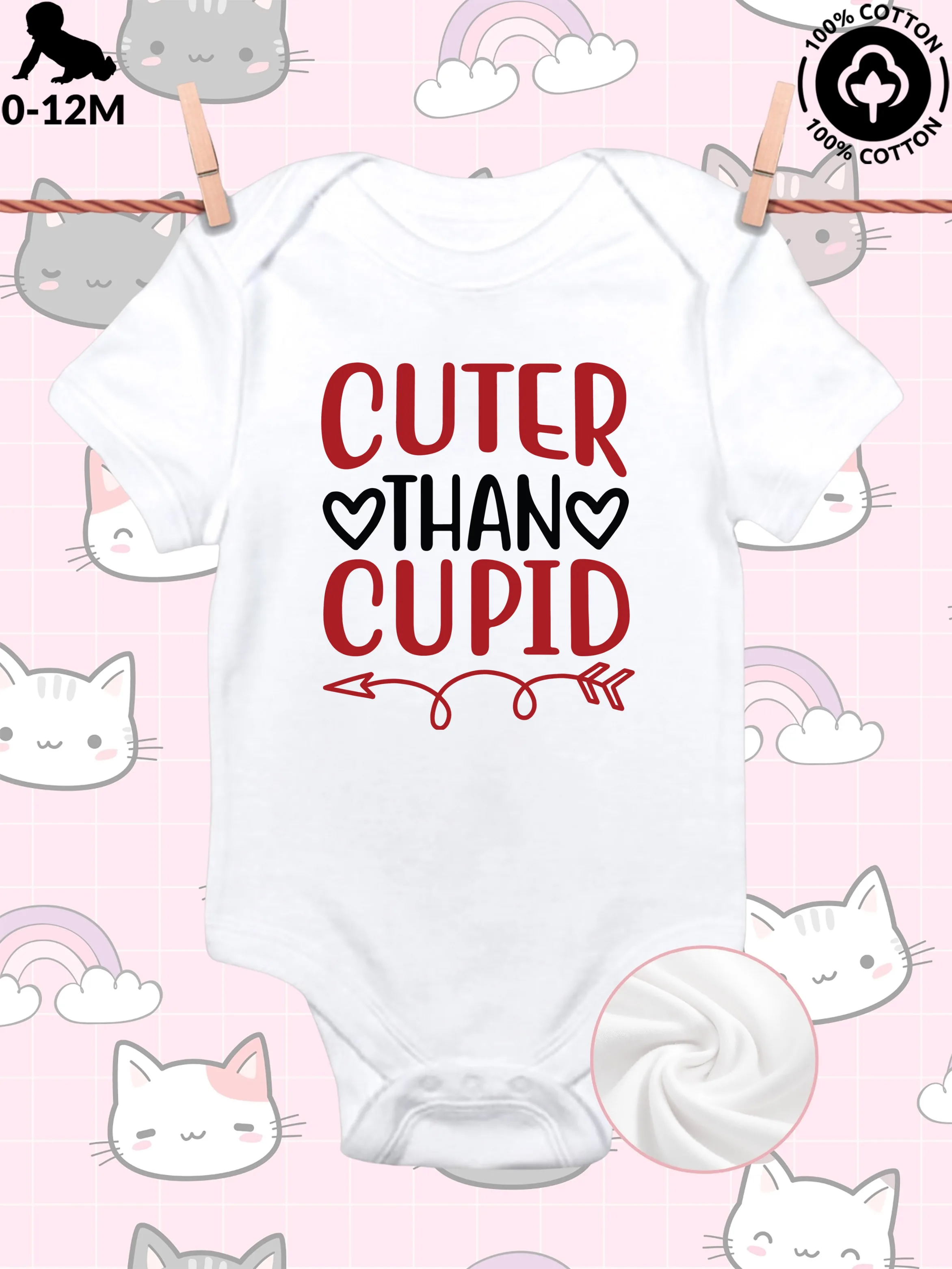 

Cuter Than Cupid Unisex Baby Crawling Suit, Pure Cotton Soft Onesie, All-Season Wear White Bodysuit 190GSM