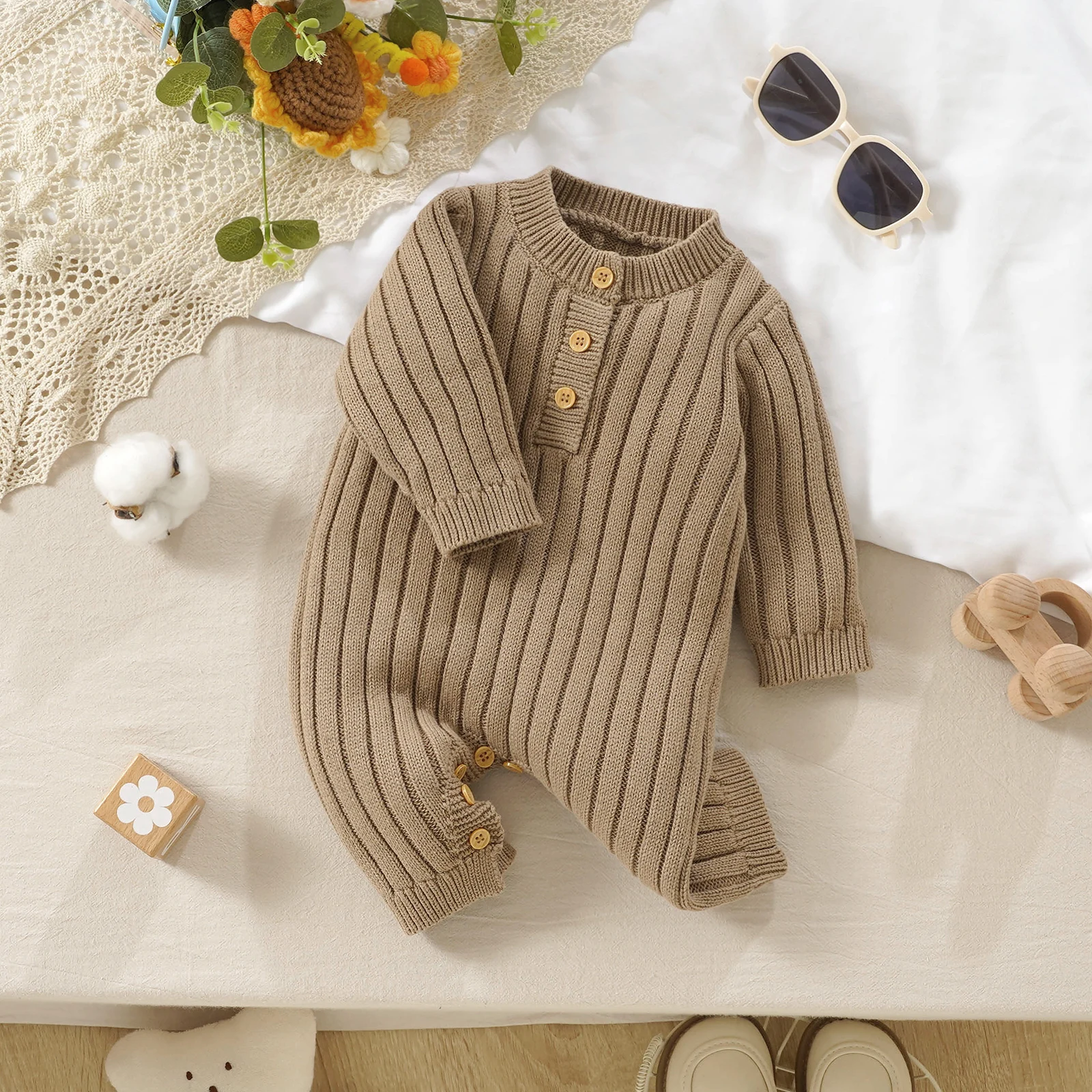 

Autumn Baby Romper Cotton Knit Infant Playsuit Boy Girl Jumpsuit Long Sleeve Newborn Bebes Clothes Fashion Solid 0-18M Overalls