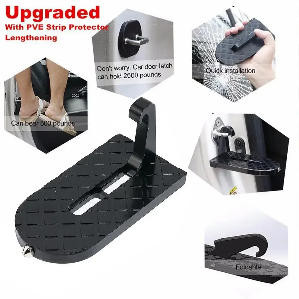 Auto Gear Door Step Easy Access to Roof Supports Both Feet Foldable Car Roof Rack Step Glass Breaker Safety Hammer Hook Pedal