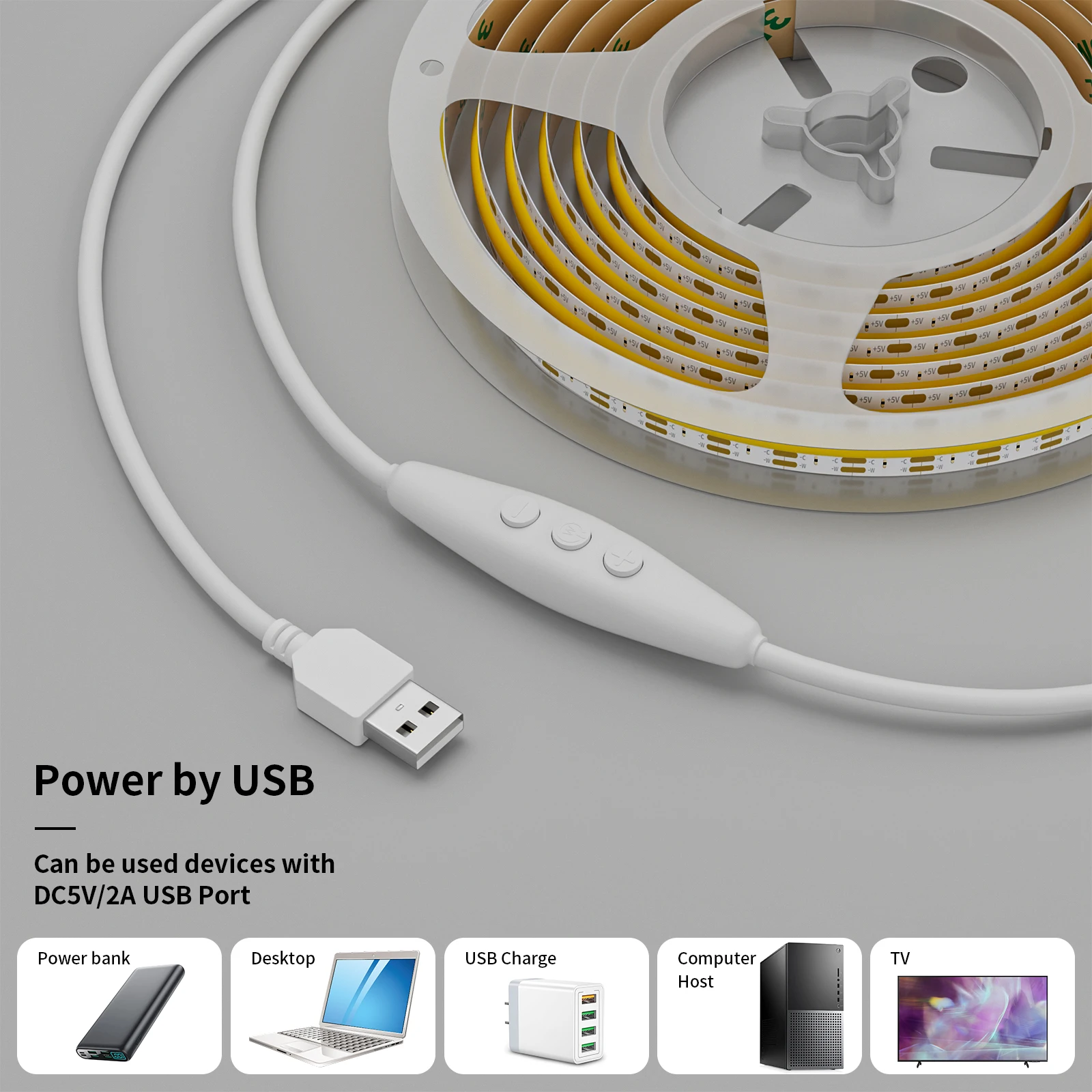 PAUTIX 5V USB COB LED Strip Light CCT sintonizzabile ad alta densità 640 LED/m controllo RF nastro lineare flessibile dimmerabile per retroilluminazione TV