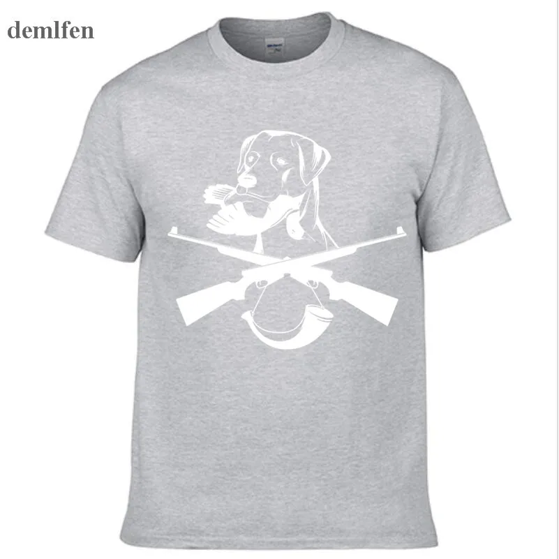 Hunt Dog Hunter Guns Print T-shirt Oversized Unisex Streetwear Tshirt Men\'s Clothing Casual Cotton Tops Tees Fitness T Shirt