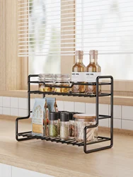 2 Tier Coffee Syrup Stand Shelf 6 Bottles Storage Shelves for Syrup for Bar Family Storage for Syrup Wine Dressing Black