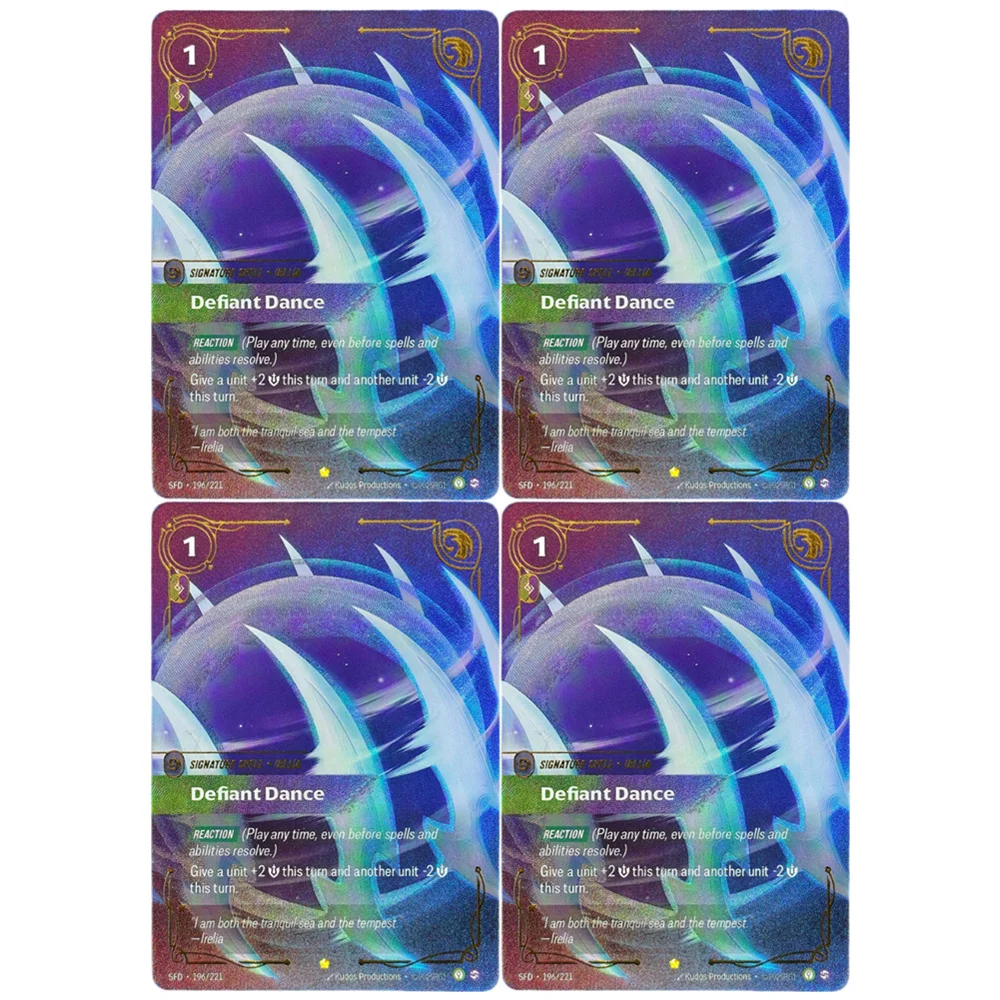

DIY Riftbound League of Legends Trading Card Game Spiritforged SFD Defiant Dance 196/221 Signature Spell Card Toy