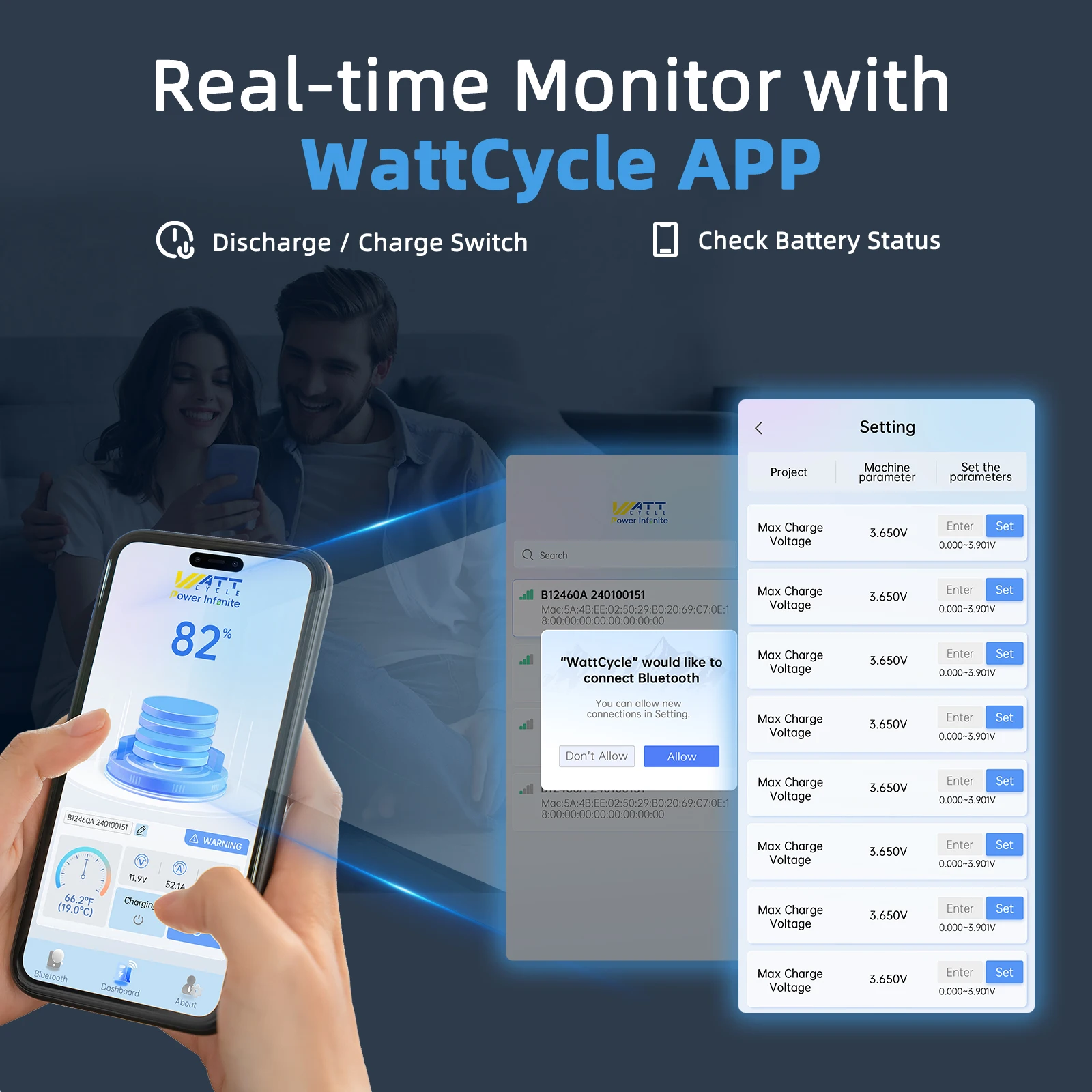 Akumulator Wattcycle 12V 314Ah Ultra LiFePO4 z BMS 300A i Bluetooth, 4019Wh, do kamperów/ łodzi/ UPS/ magazynowania energii w domu/ systemów off-grid