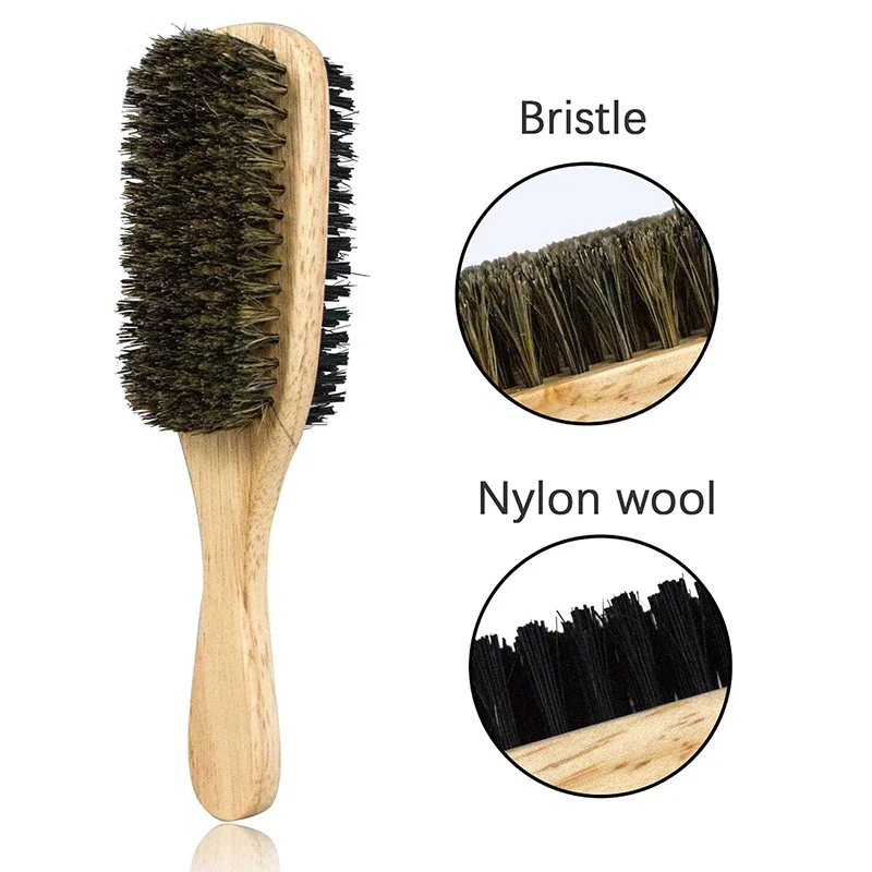 1PC Eco Friendly Boar Bristle Men\'s Shaving Brush Portable Barber Natural Beard Brush For Facial Cleaning Mustache Tools