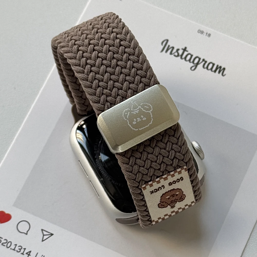 حزام حلقة من النايلون المضفر لساعة أبل 46 مللي متر 45 مللي متر 44 42 مللي متر 41 مللي متر 40 49 مللي متر سوار بإبزيم مغناطيسي Iwatch 10 9 8 7 6 5 Ultra