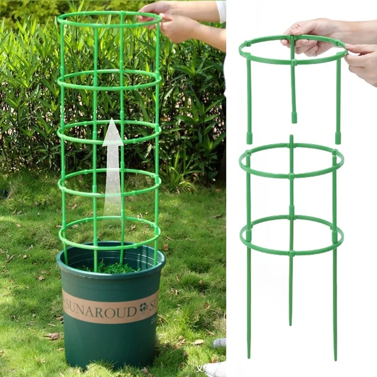Garden Plant Support Cage Pile Frame Flower Grow Stand Fixing Rod Holder Plastic Semicircle Vine Climbing Bracket Bonsai Tool