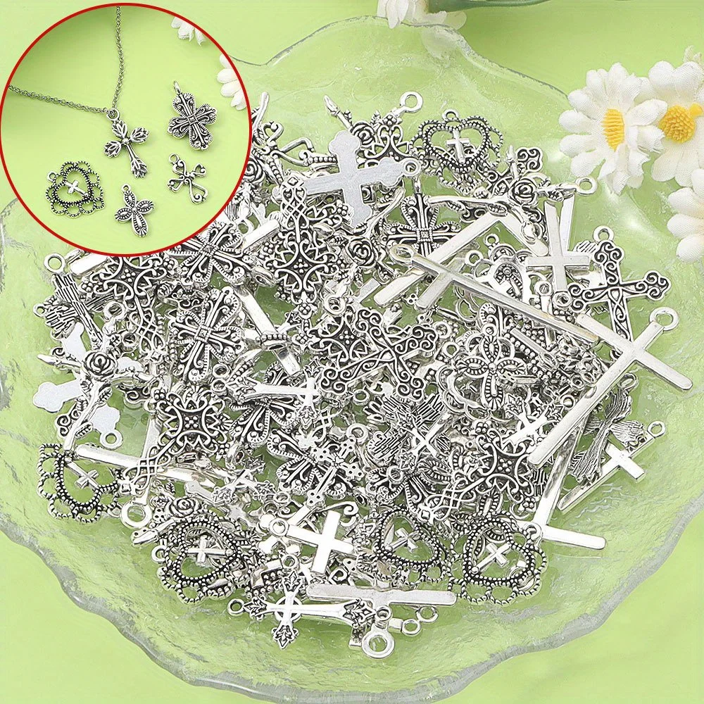 2/6/14pcs Multi-color Cross-shaped Pendants,Diy Necklaces Earrings, Christmas Thanksgiving Halloween Gift Decoration Accessories
