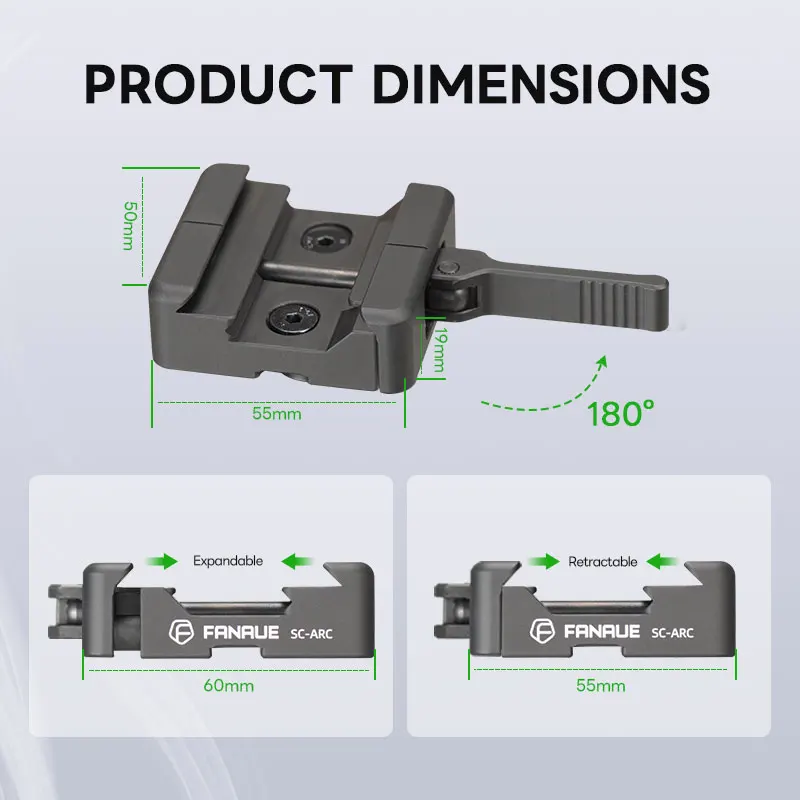 FANAUE Quick Release Lever-Release Clamp Compatible Arca Swiss/RRS Dovetail to Picatinny Adapter for Bipod Tripod