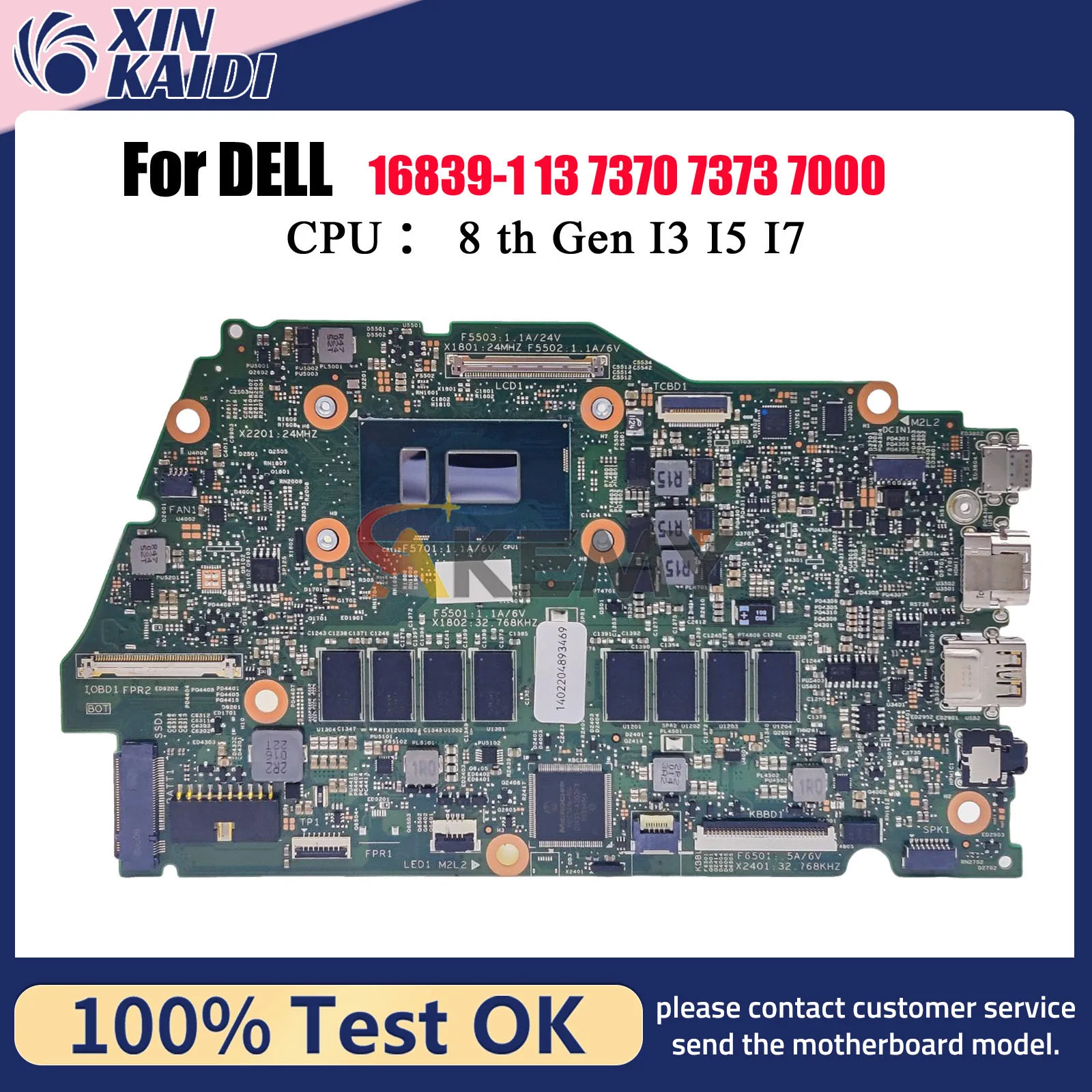 

For Dell Inspiron 13 7000 7370 7373 Laptop Motherboard 16839-1 with i5 i7 CPU CN-0RR26G 0RR26G 02CVR0 00NVF7 100% Tested OK