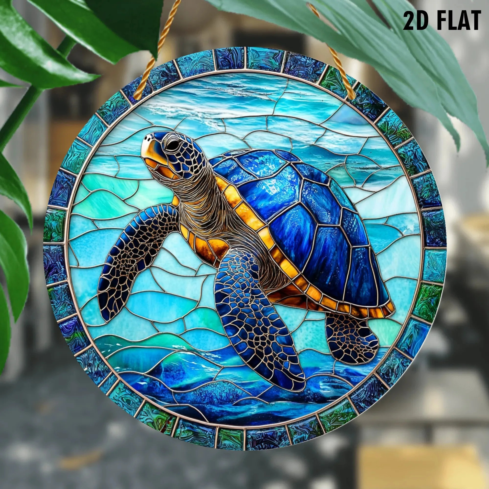 2D Flach - [2D Flach] 2D-Fläche, 1 Stück, Sonnenfänger, Buntglas-Fensterhänger, Acrylschild, Weihnachtsgeschenk, Winterdekoration, Rundes Schild, W
