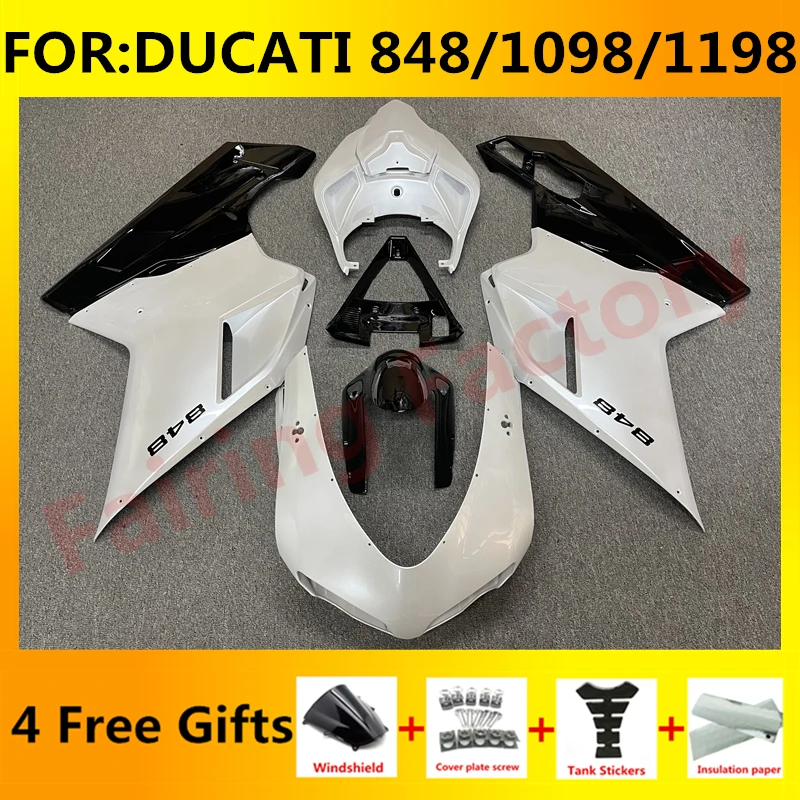 

New ABS Motorcycle Full Fairings Kit Fit for DUCATI 848 1098 1198 2007 2008 2009 2010 2011 2012 Bodywork Fairing set black white