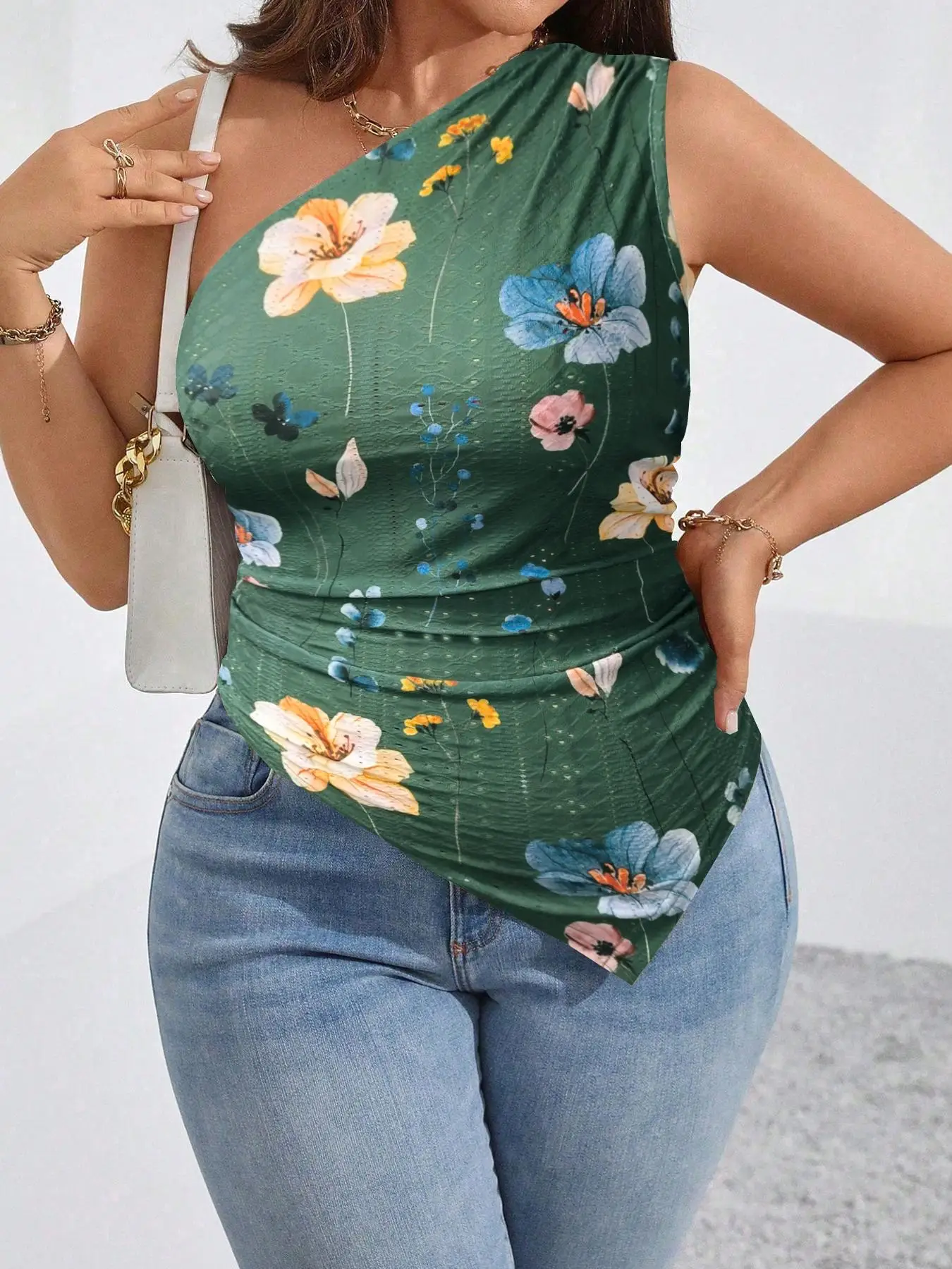 【Plus Size】 Floral Print Tank Top, Casual Sleeveless Top for Daily Wear, Women Plus Clothing for All Seasons image 5