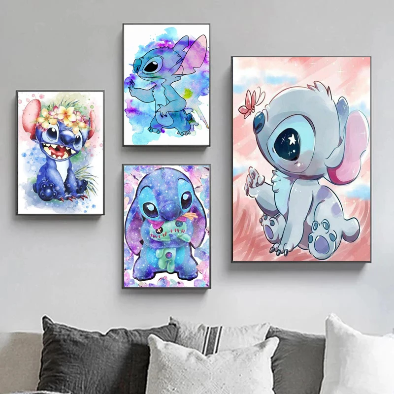 Disney Cartoon Stitch Interstellar Baby Posters and Print Wall Art Pictures for Living Room Canvas Paintings Decoration No Frame