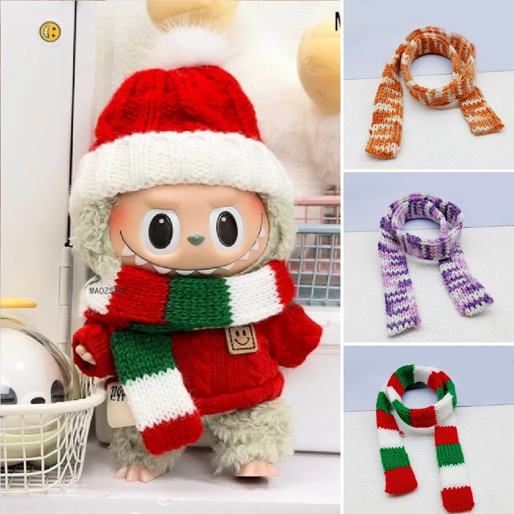 45x2.5cm Mini Knitting Scarf Dolls Clothing Outfit Accessories Doll Dress Up Clothes for Labubu Kid Gift Girl Gift