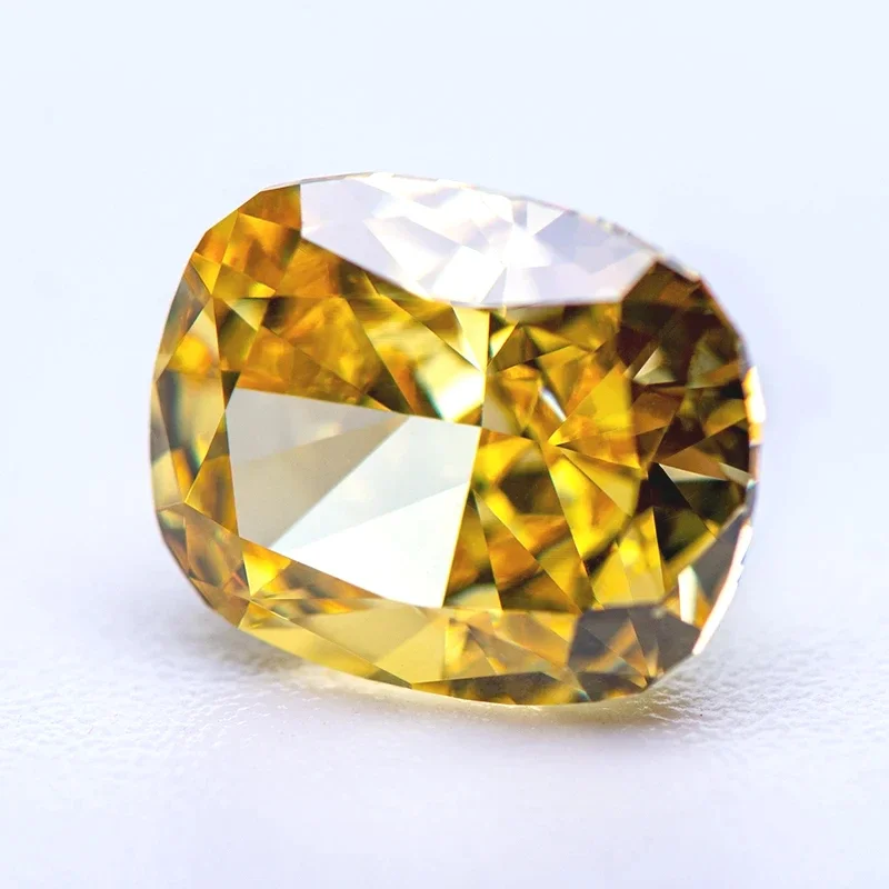 Cubic Zirconia Yellow Color Cushion Shape Synthetic Gemstone Crushed Ice Cut Lab CZ Stones for DIY Jewelry Making Materials