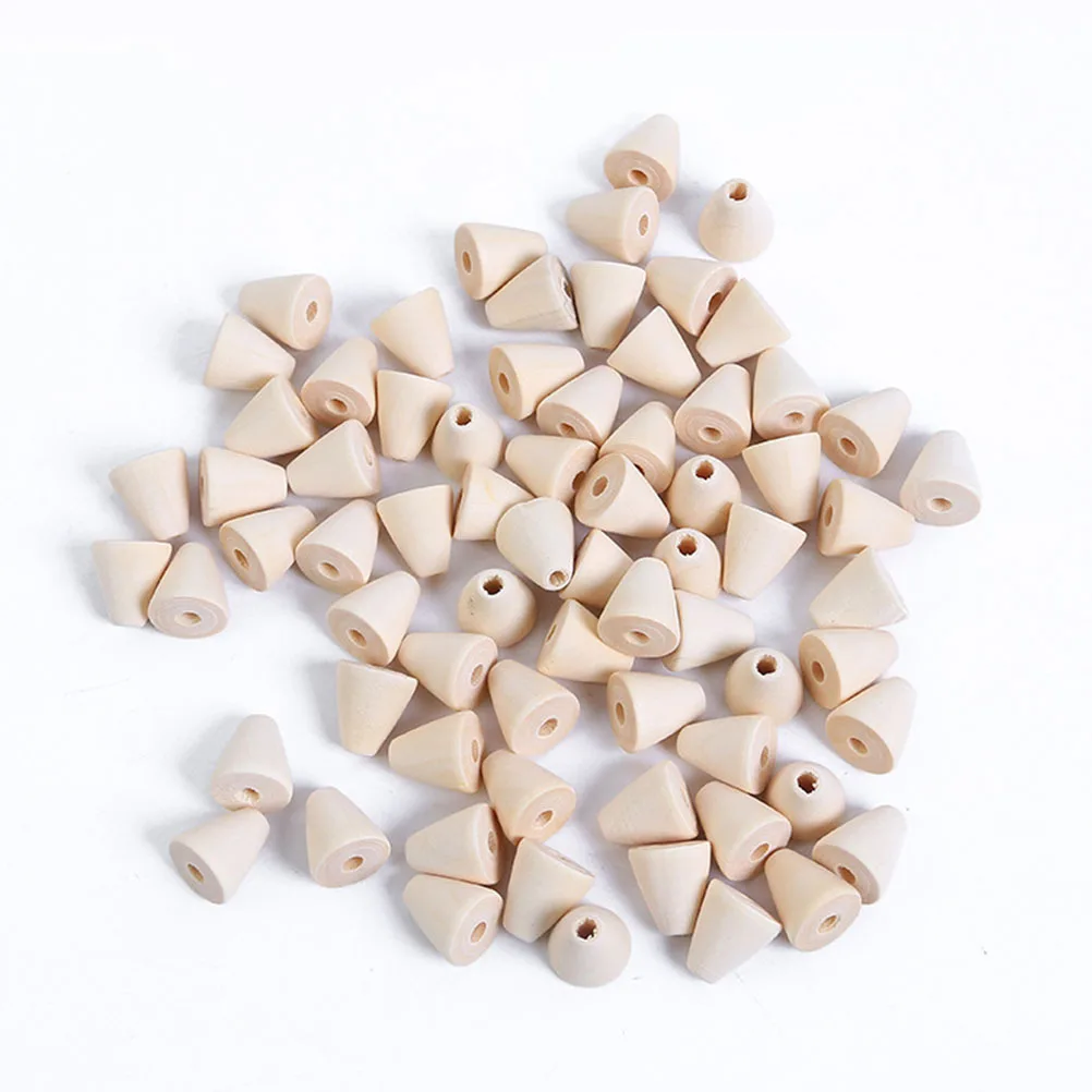 

50Pcs Natural Wood Cone Shape Beads Bulk DIY Craft Supplies for Jewelry Making Bracelet Necklace Accessories for Creative