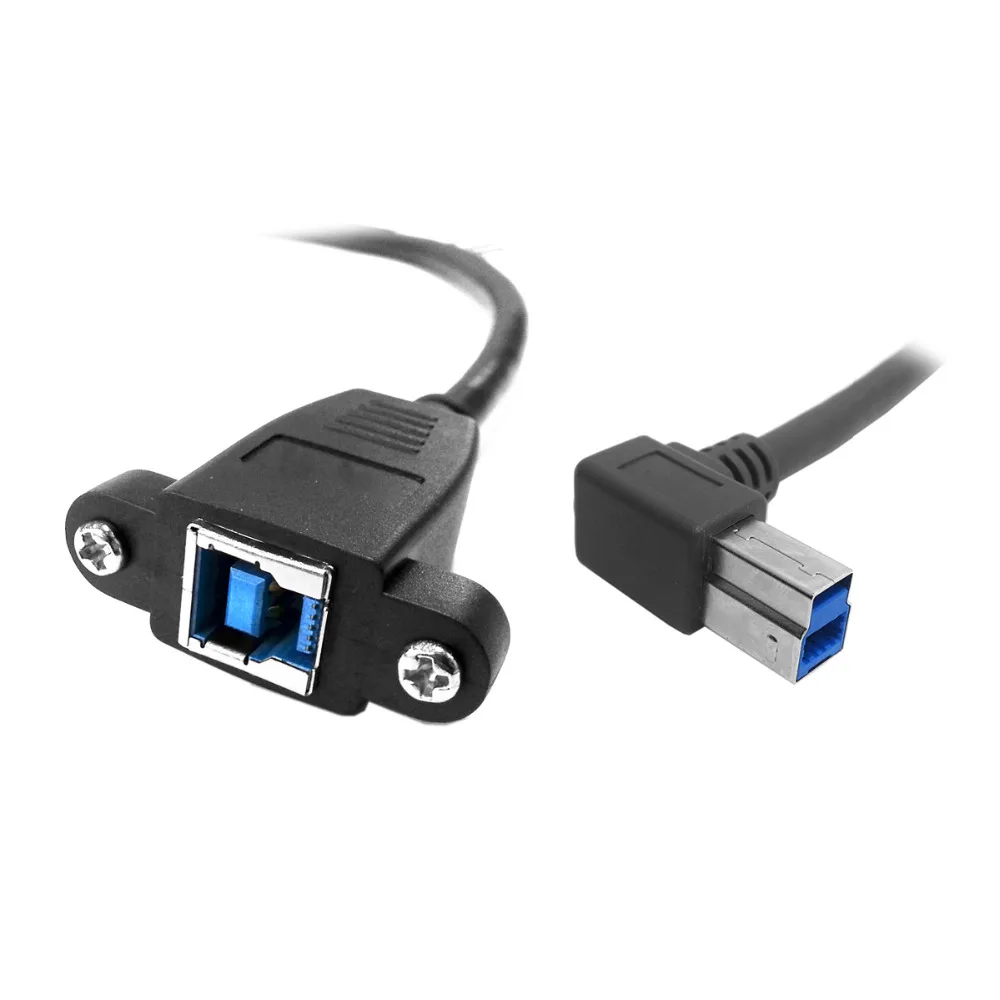 CY CYDZ Right Angled 90 Degree B Type Male To USB 3.0 Back Panel Mount B Type Female Extension cable 0.5m