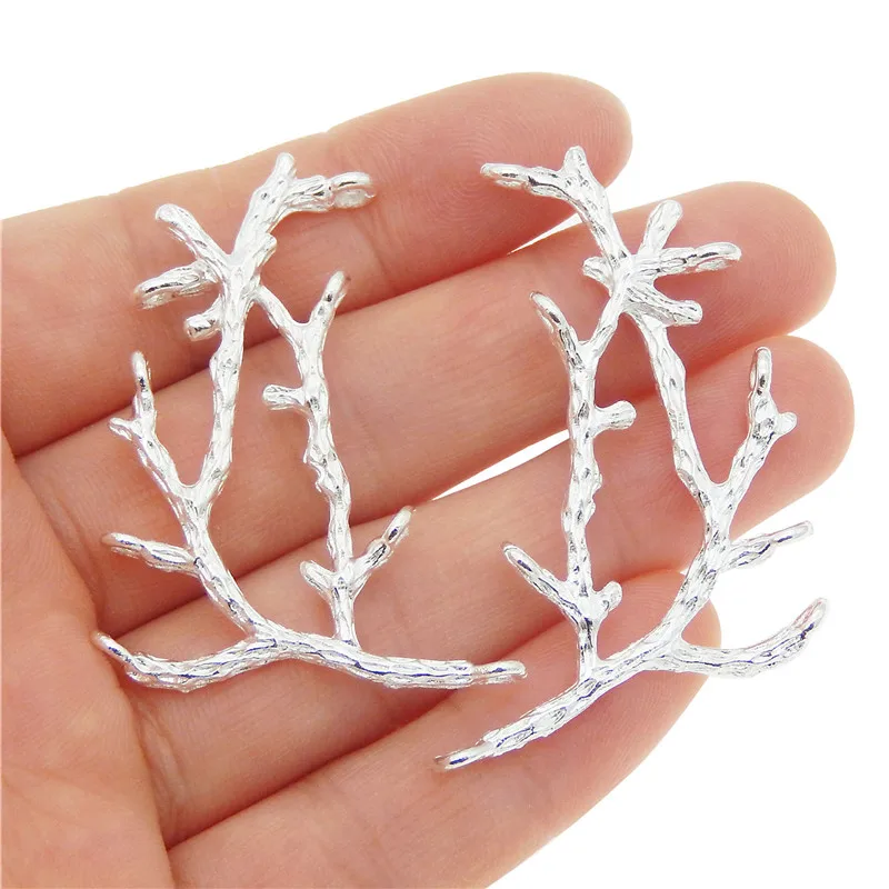 GraceAngie 10PCS Silver Color Copper Made Tree Branch Sprigs Jewelry Making Charms Handmade Crafts Accessory Finding