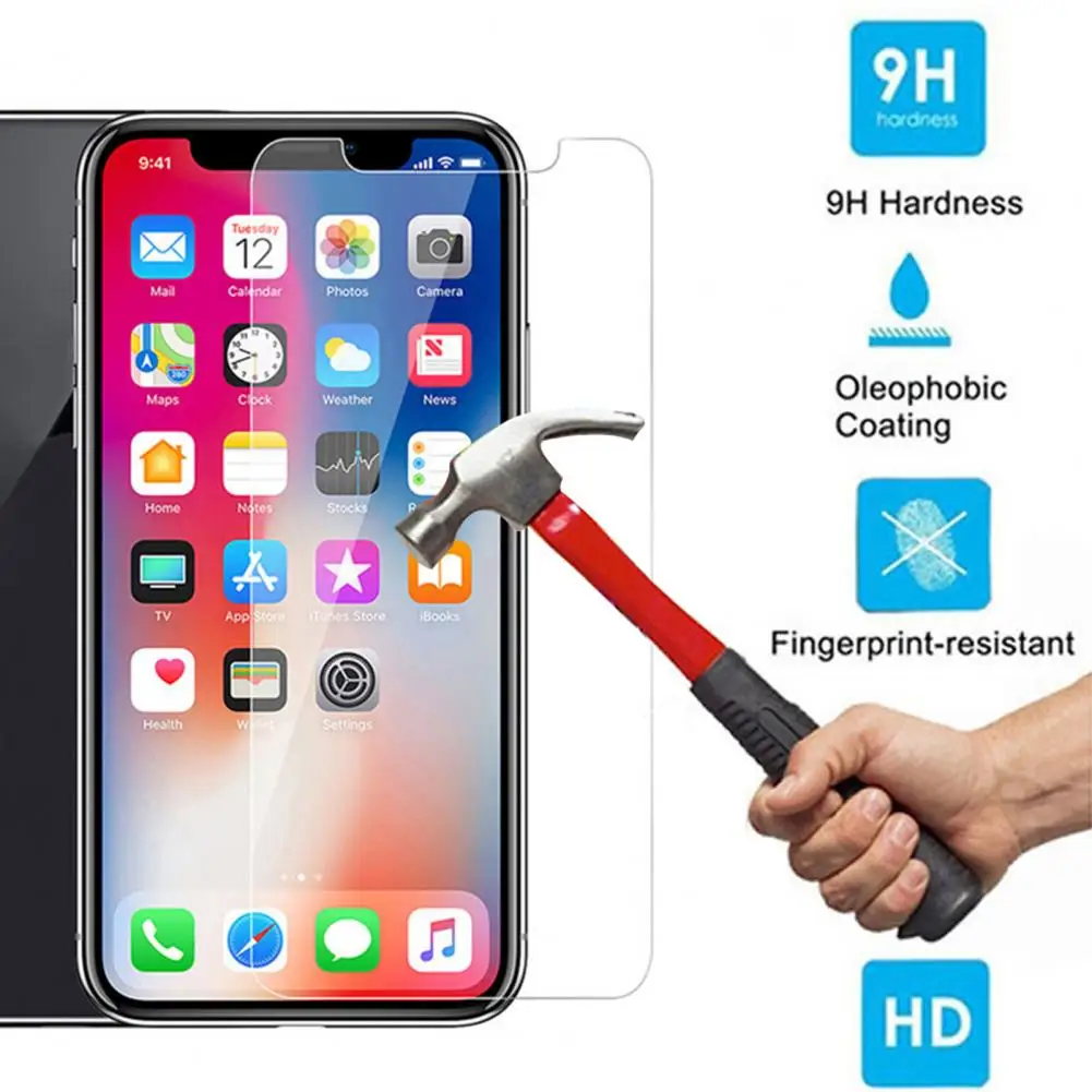 Protector de pantalla de vidrio templado antirreflectante, película protectora a prueba de aceite para iphone X y Apple