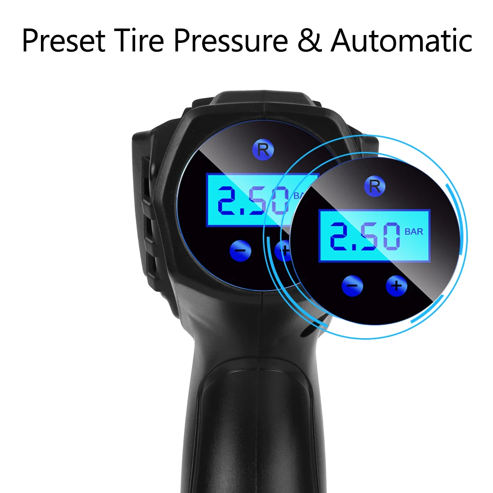 Cordless Inflator Car Air Compressor Tire Pressure Test 120W Digital Tire Air Pump With LED Flashlight