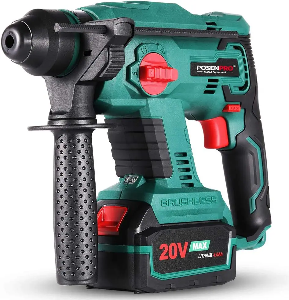 

Brushless Cordless Rotary Hammer,POSENPRO 20V SDS Plus Rotary Hammer Drill,4 Modes Selector,Variable Speed,Adjustable Handle,4.0